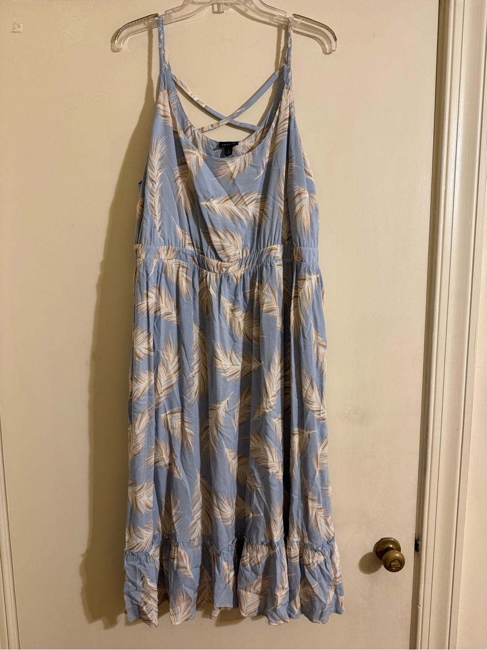 Torrid Light Blue Palm Feather Print Sundress